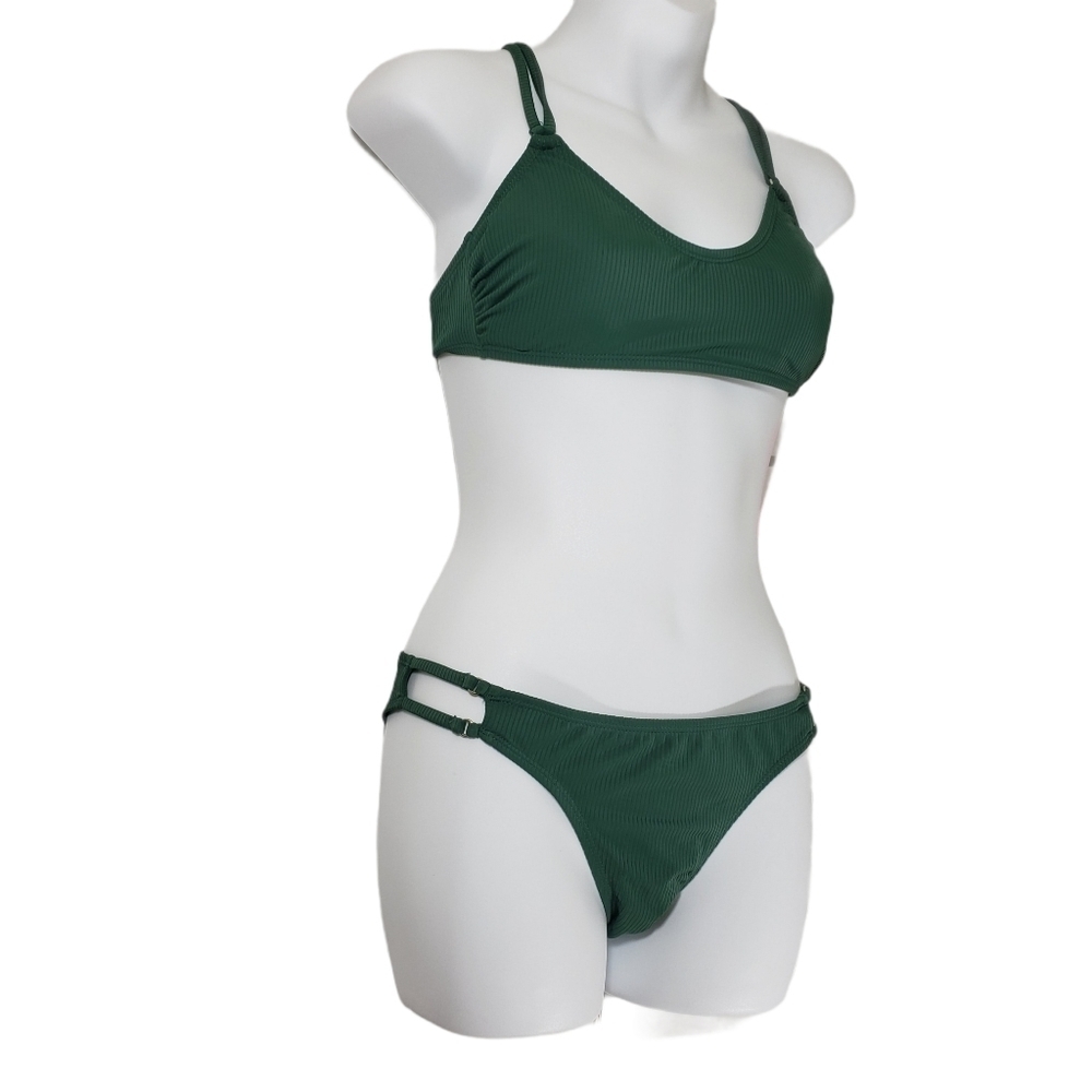 Xhilaration Juniors Olive 2-Piece Hipster Bikini M